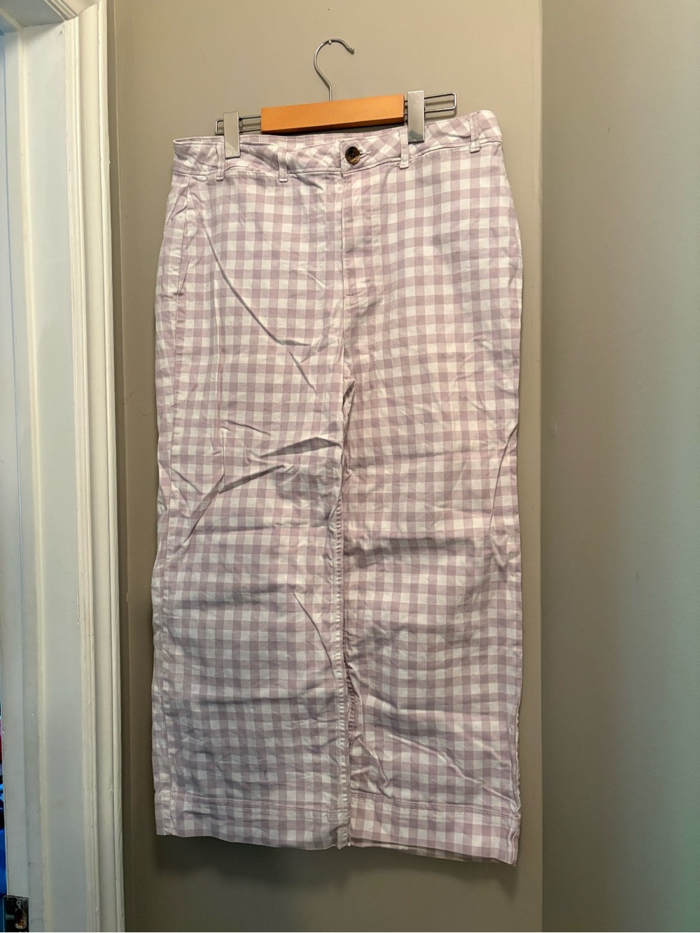 Old Navy Lavender and White Gingham Wide Leg Pants